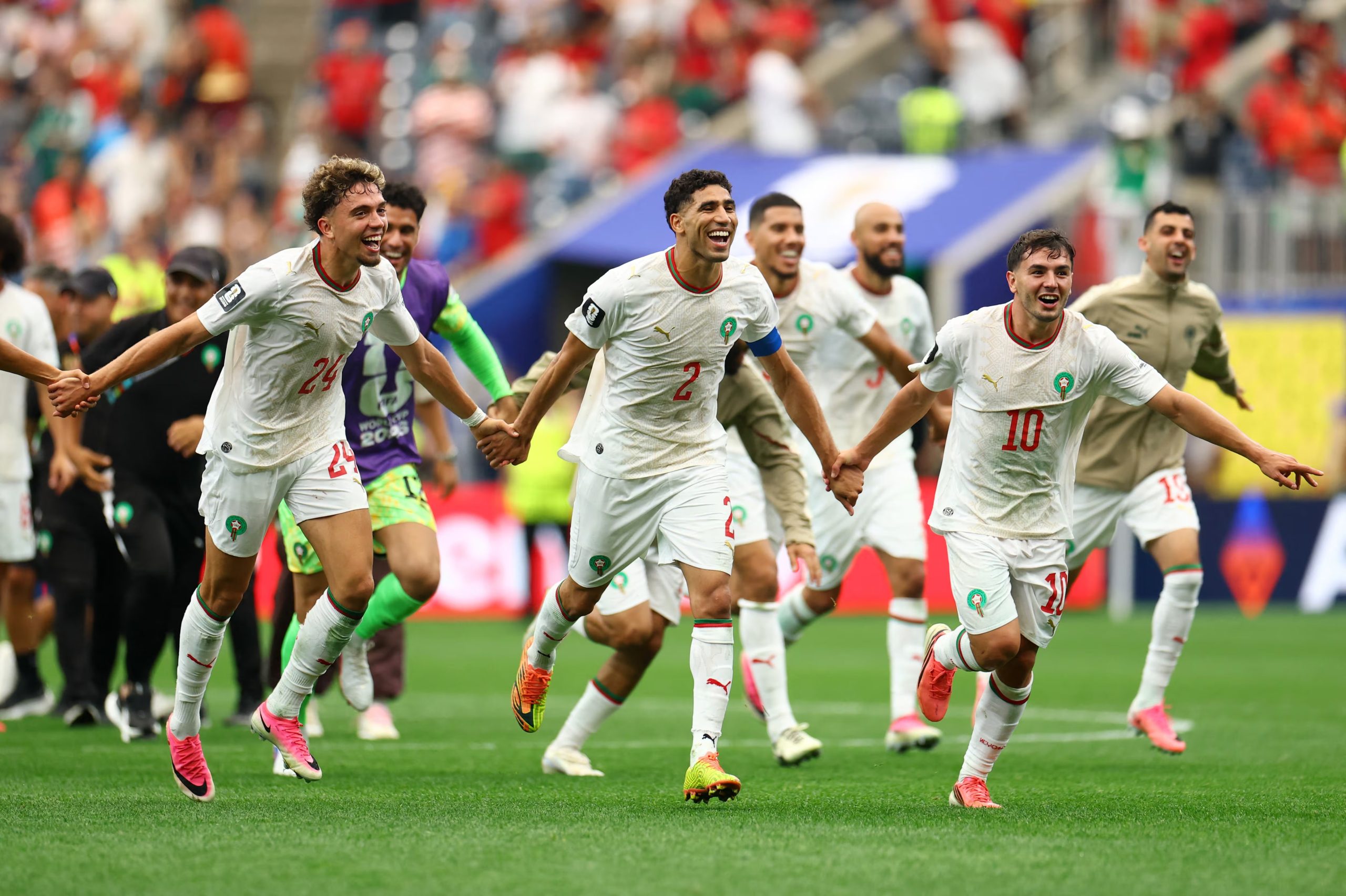 Los jugadores de Marruecos celebrando el pase a cuartos de final (REUTERS/Hannah Mckay)