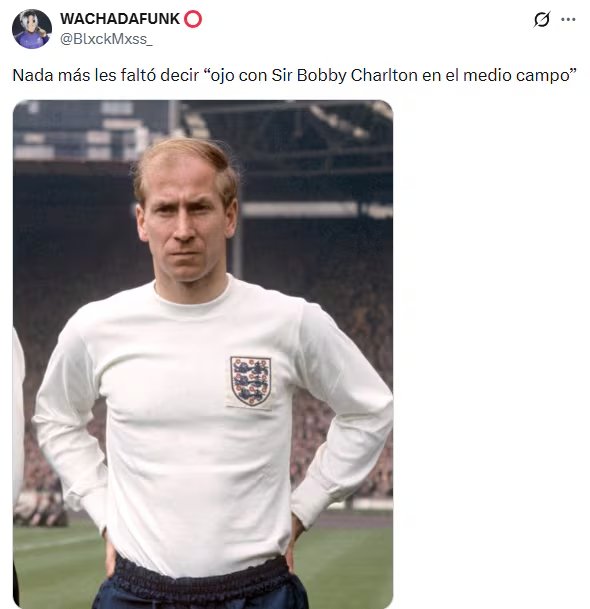 Usuarios se burlaorn con referencias a leyendas del futbol inglés como Bobby Charlton, David Beckam y Wayne Rooney, señalando a jugadores que también podrían enfrentar a México. (X@BlxckMxss_)