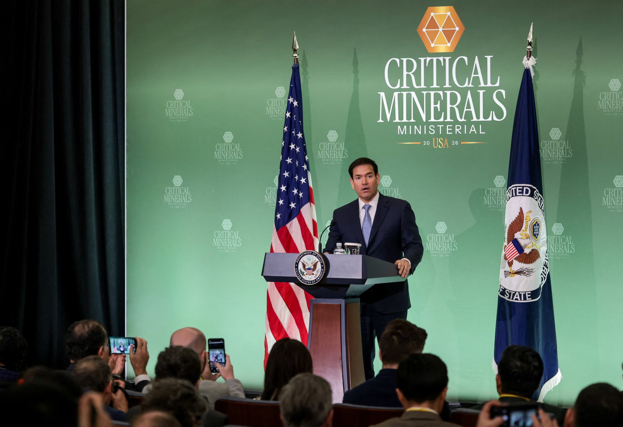 El secretario de Estado, Marco Rubio, durante la primera reunión ministerial sobre minerales críticos, (Washington, Estados Unidos)
