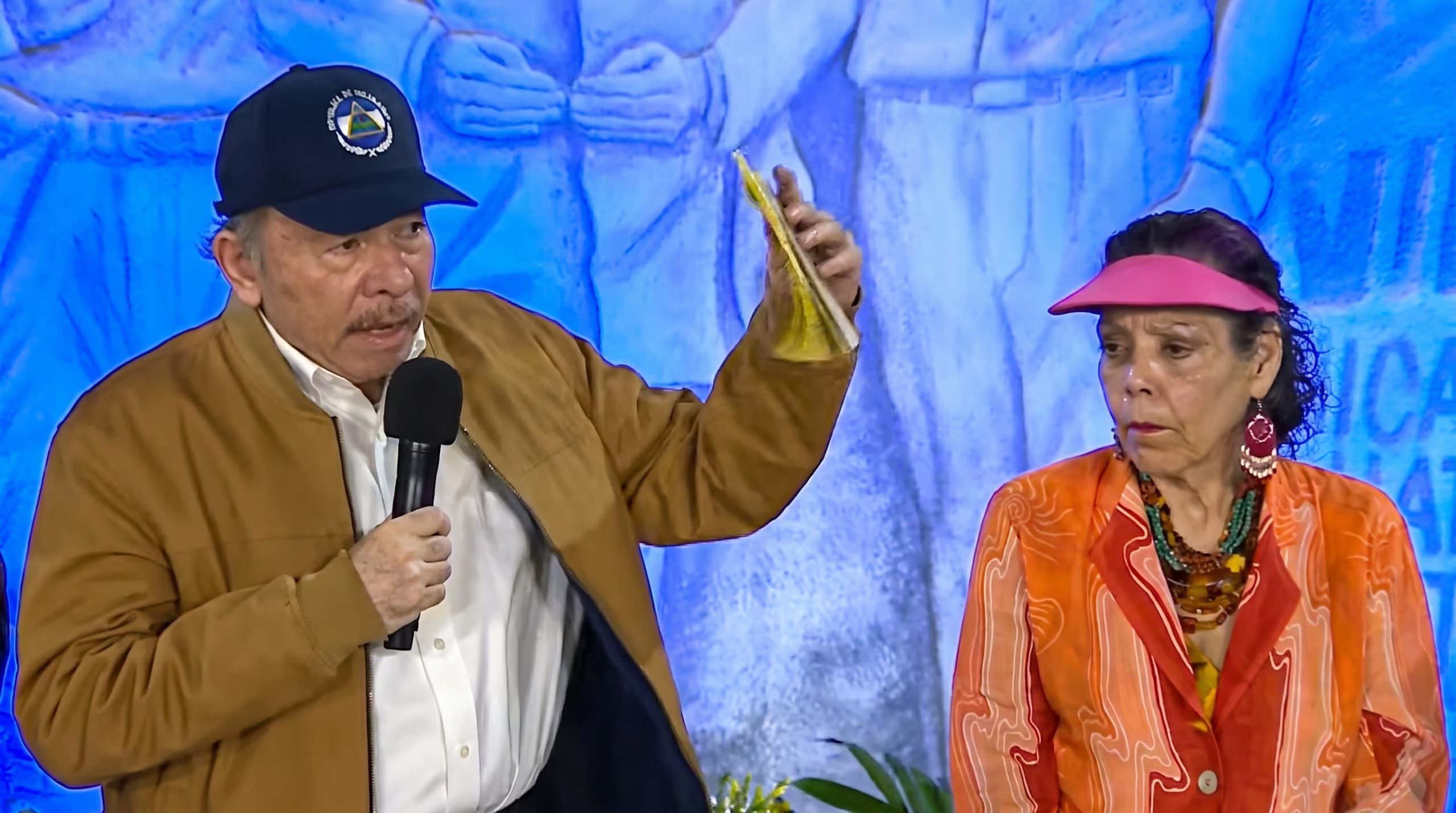 Daniel Ortega y Rosario Murillo durante un reciente acto oficial en Managua. (Infobae Centroamérica/Cortesía Canal 6 Nicaragua)