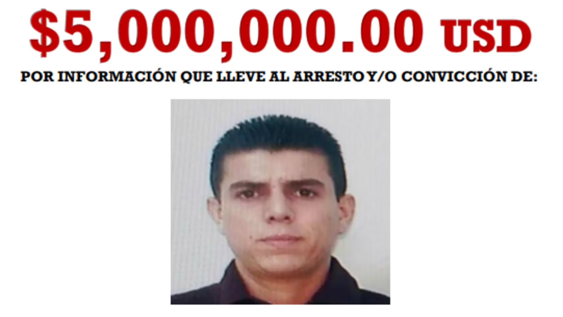 Juan Carlos Valencia, el hijastro de El Mencho, primera fotografía usada por EEUU. Foto: Justice EEUU