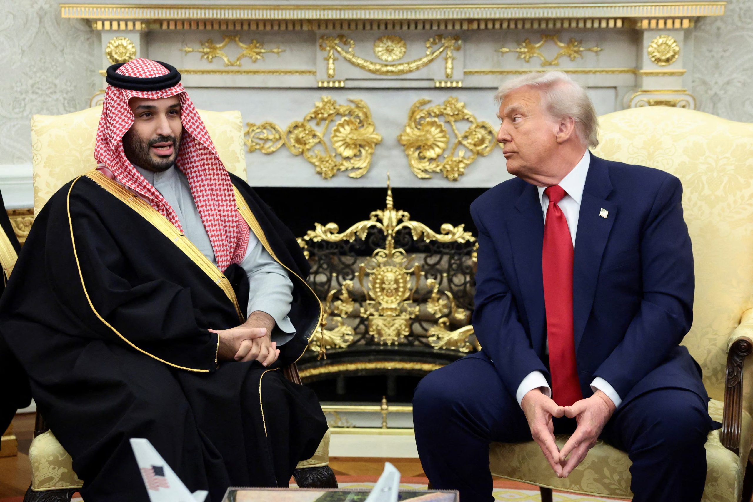 Donald Trump y el príncipe heredero saudí, Mohammed bin Salman, en la Casa Blanca (Washington, Estados Unidos)