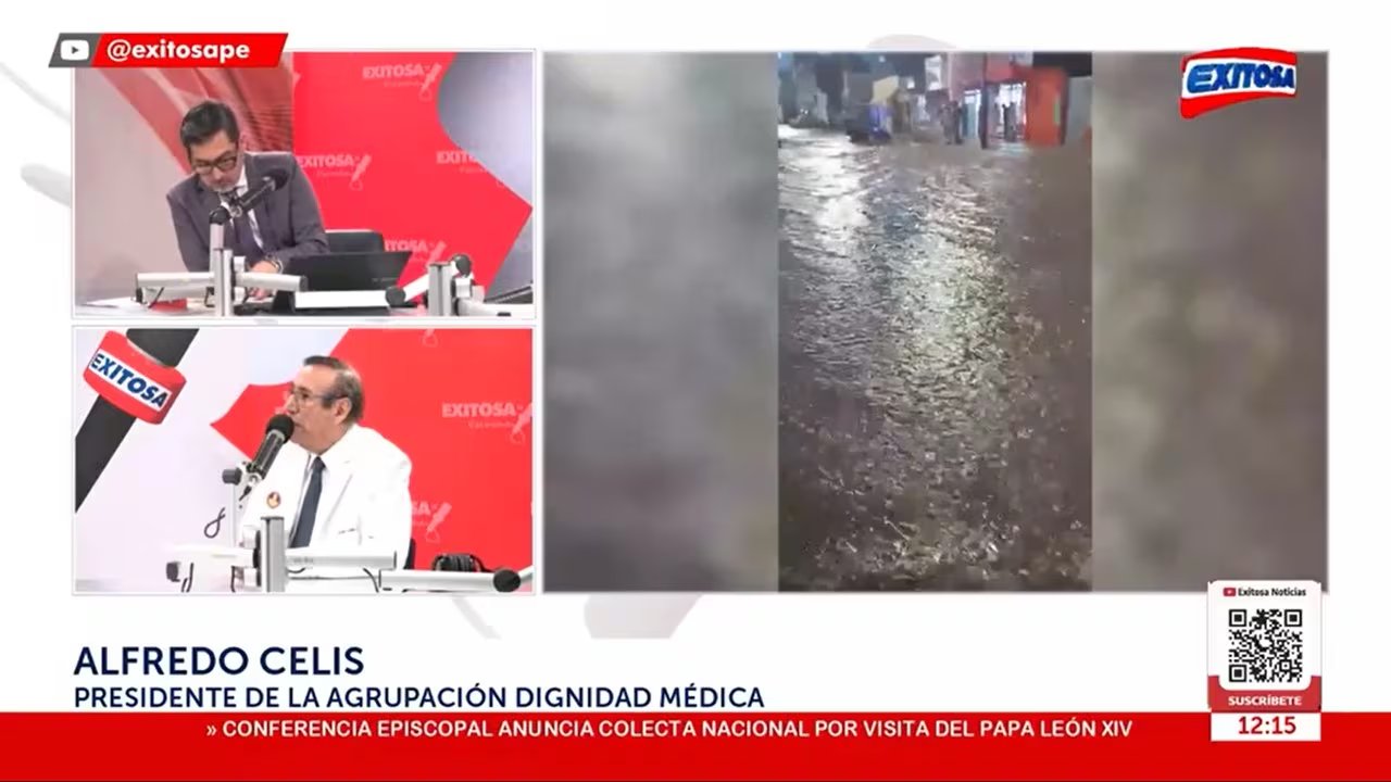 Alfredo Celis analiza los riesgos sanitarios que enfrentan seis millones de personas ante las lluvias e inundaciones durante una transmisión del canal Exitosa.
