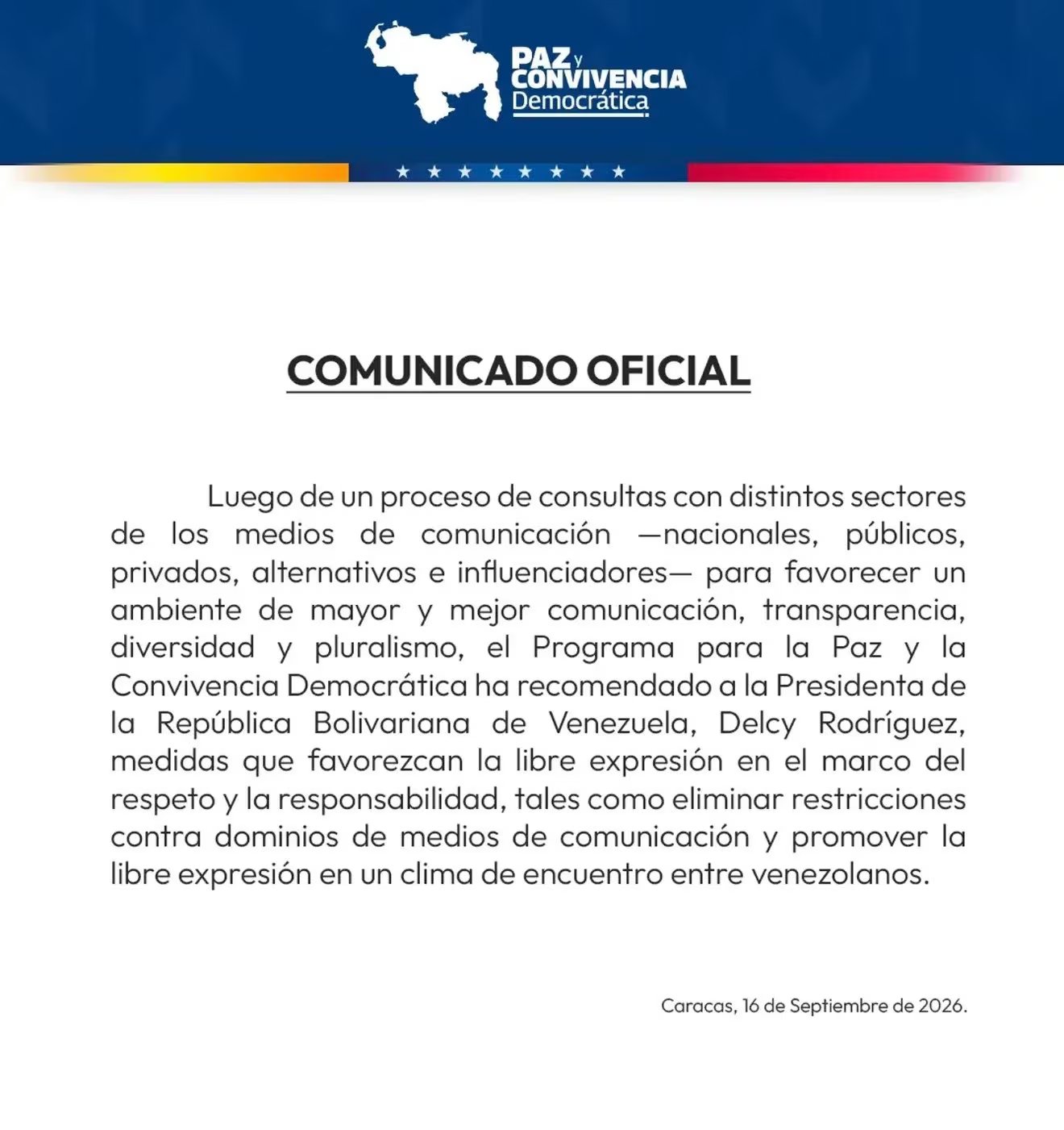 El comunicado publicado por Oliver Blanco, viceministro primero de Relaciones Exteriores y Comercio Internacional de Venezuela