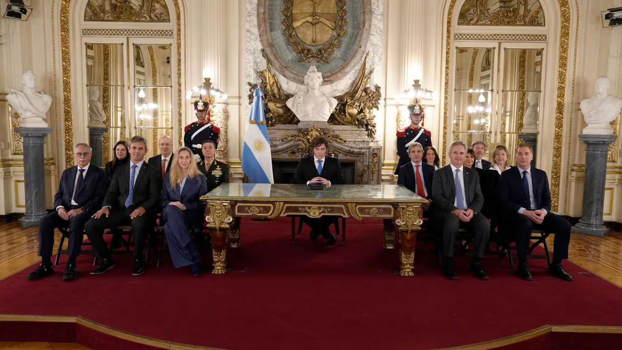 Javier Milei durante una cadena nacional sobre la cuestión Malvinas