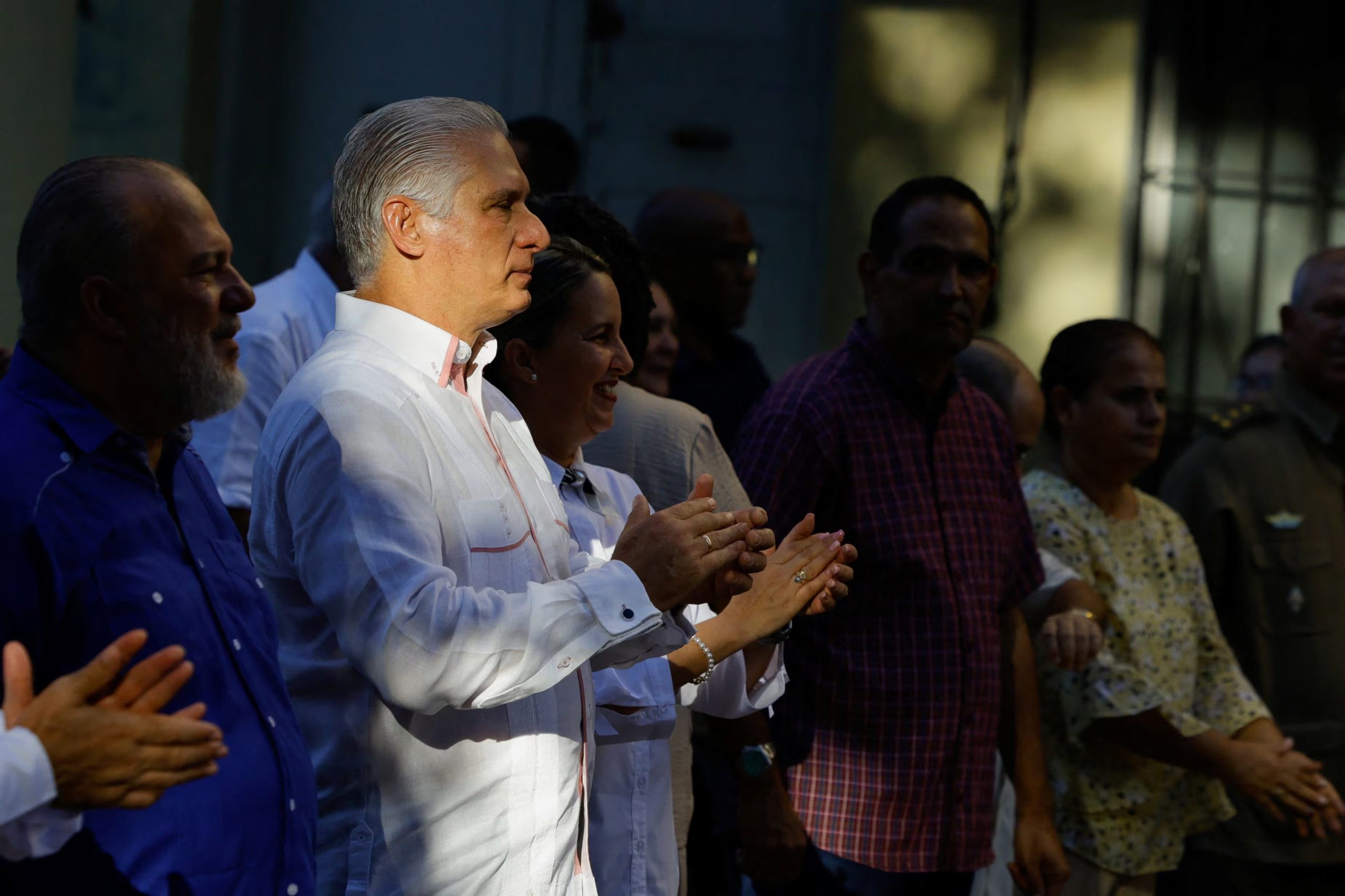 Cuban President Miguel Diaz-Canel attends the opening ceremony for the 2026-2027 school year amid a severe economic crisis that has led authorities to allow flexibility in schedules, attendance, and school uniform requirements in Havana, Cuba, September 1, 2026. REUTERS/Norlys Perez