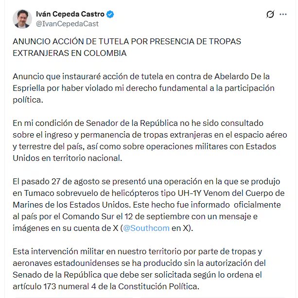 - crédito @IvanCepedaCast/X