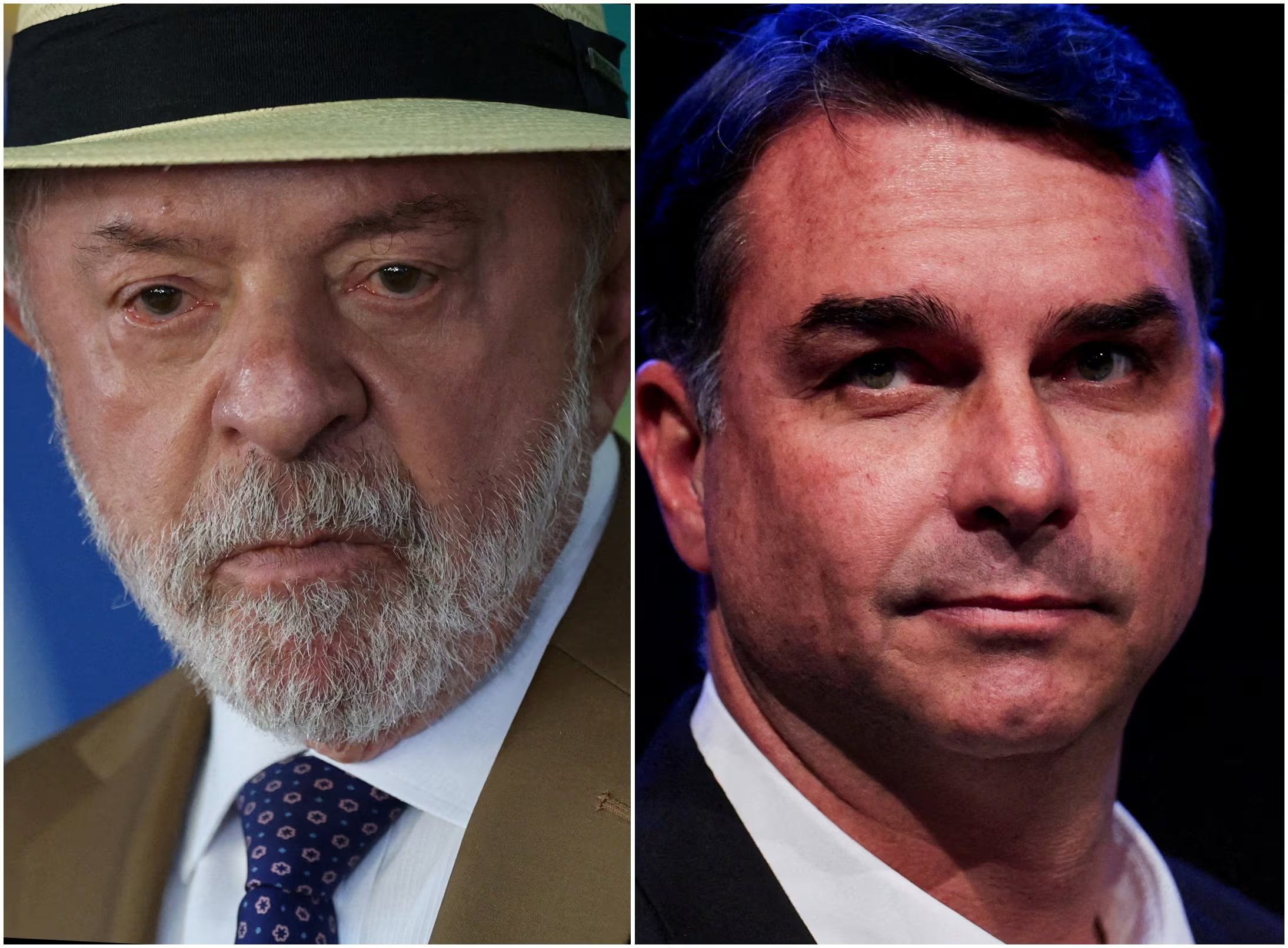 Una imagen compuesta muestra al presidente de Brasil, Luiz Inácio Lula da Silva (izquierda) y al senador Flavio Bolsonaro (derecha) (REUTERS/Adriano Machado/)