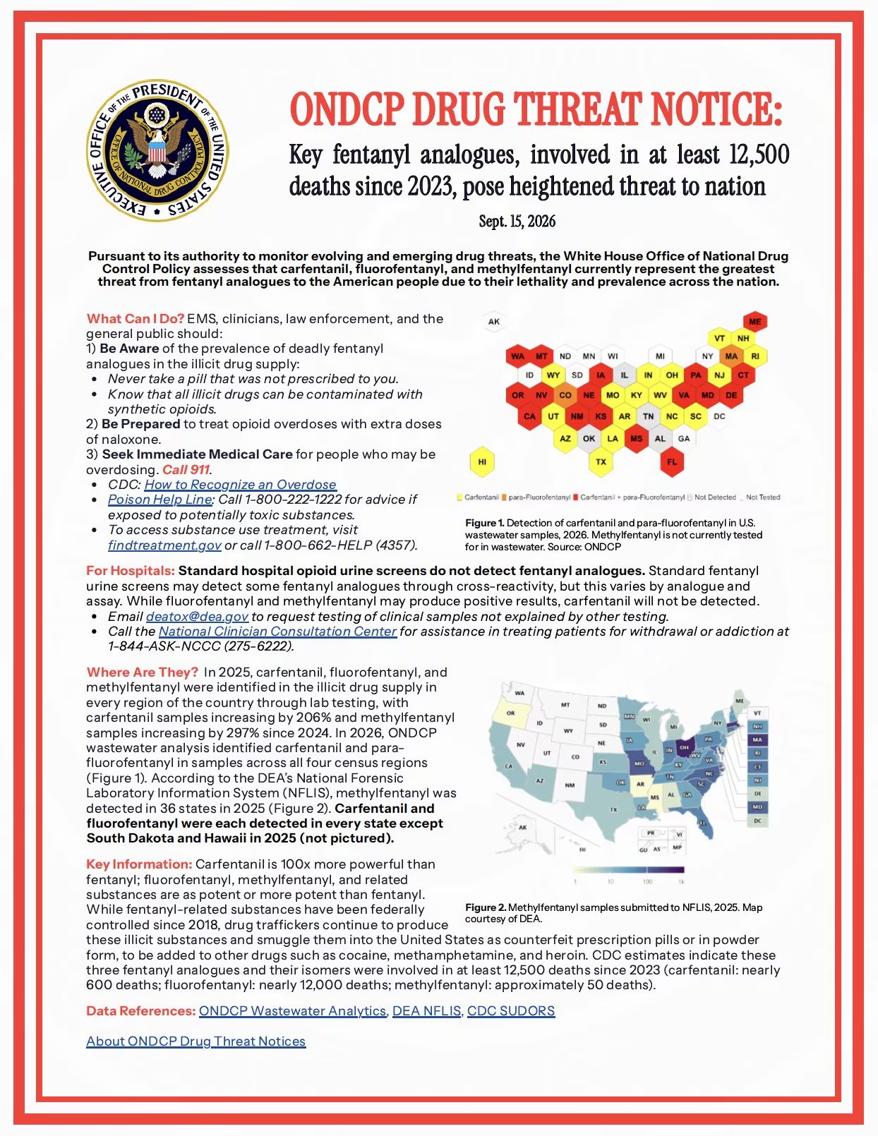 Infografía sobre la alerta por la existencia de análogos más riesgosos que el mismo fentanilo en las drogas ilícitas de EEUU. Crédito: ONDPC