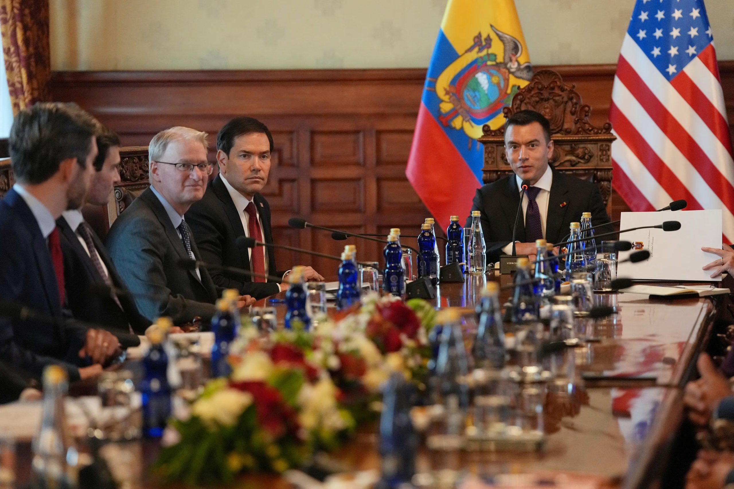 El presidente de Ecuador, Daniel Noboa, se reúne con el secretario de Estado de EE. UU., Marco Rubio, en el Palacio de Carondelet en Quito, Ecuador, el 9 de septiembre de 2026. Dolores Ochoa/Pool vía REUTERS