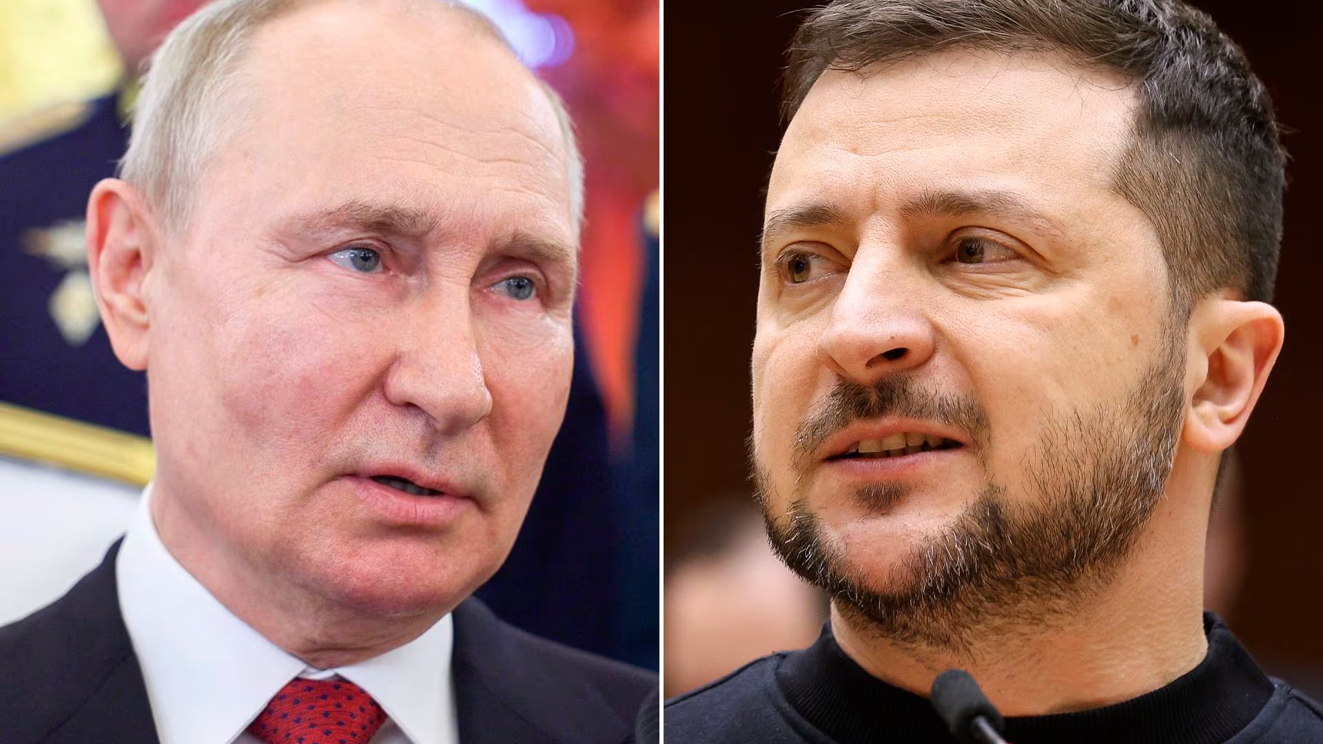Los presidentes de Rusia, Vladimir Putin; y Ucrania, Volodimir Zelensky