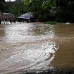 Varias viviendas resultan inundadas por la creciente de un río en Quinindé