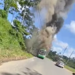 Bus de transporte público se incendió en Muisne, Esmeraldas