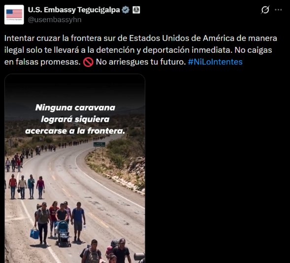 Las personas que intenten cruzar sin autorización pueden ser detenidas y deportadas, alerta la representación estadounidense.