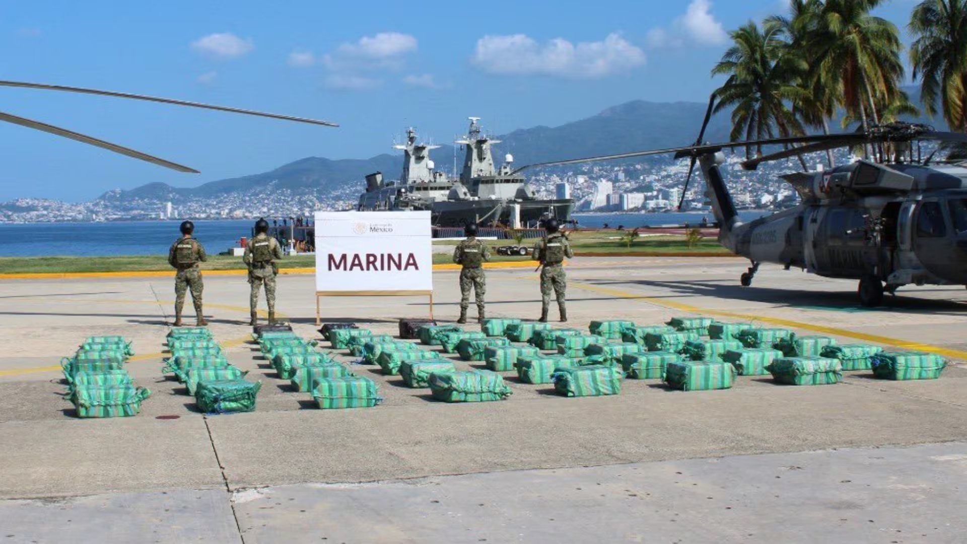 México suma más de 90 toneladas de cocaína decomisadas durante el gobierno de Claudia Sheinbaum. Crédito: Gabinete de Seguridad