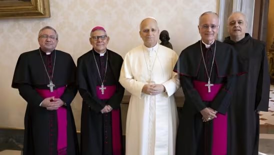 Fue el primer encuentro con los obispos nicaragüenses que sufrieron amenazas, destierro, cárcel y persecución registrada en agosto de 2025. (Foto: Vatican Media)